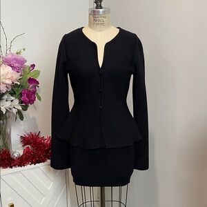 NWT Black Knit Peplum Top & Mini Skirt Set